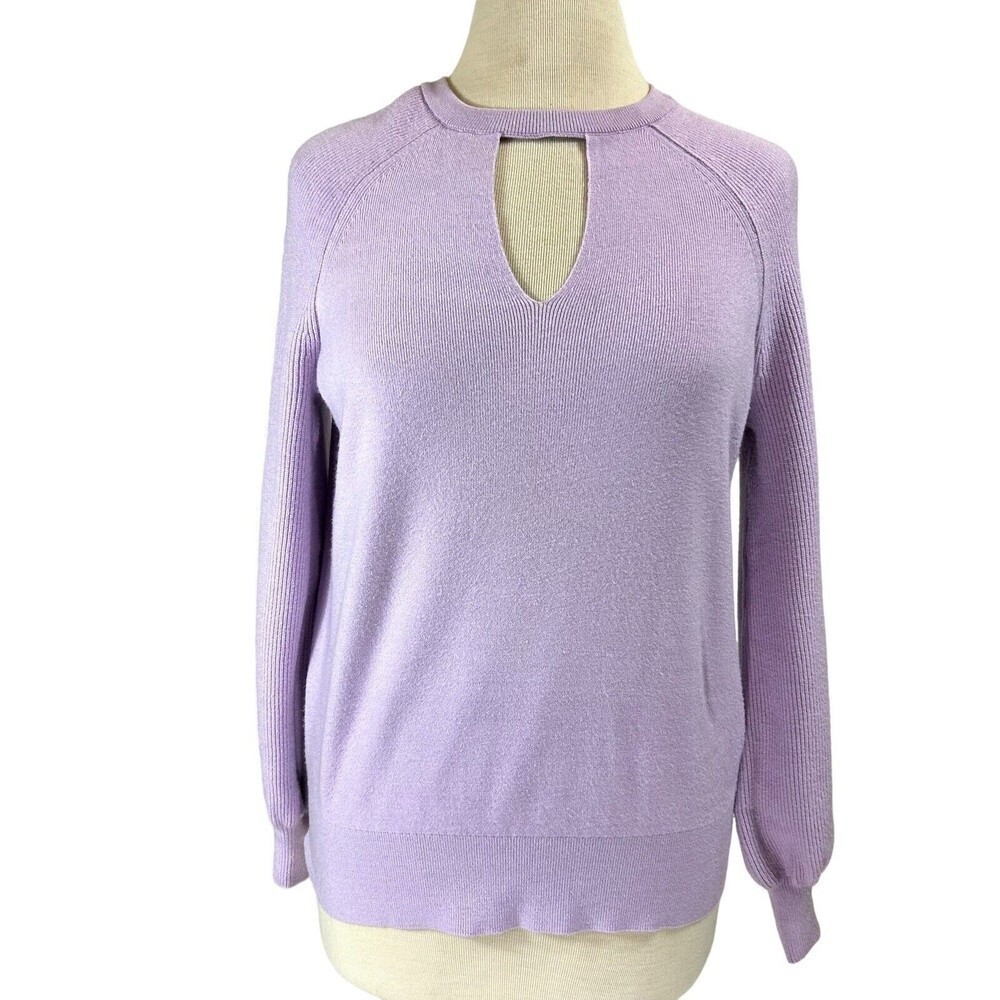 Anthropologie Sweater Women Medium Lavender Mary Knit Pullover Long Sleeve Rib